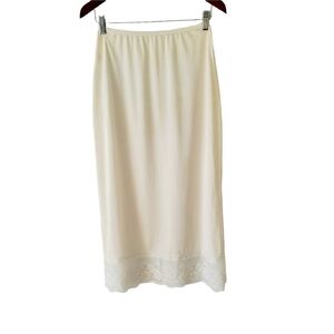 Lorraine Vintage Ivory Long Half Slip w/Lace Detail Size Medium